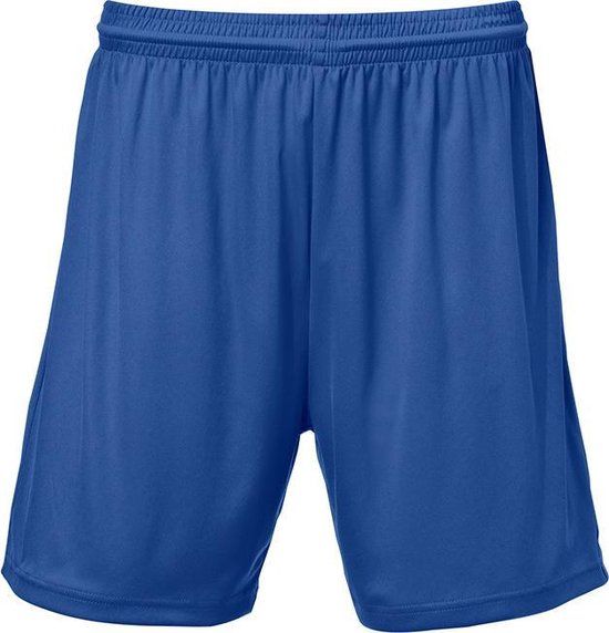Koningsblauwe sportshort voor heren en dames van 100% polyester met elastische tailleband.