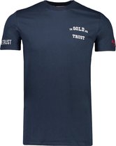 In Gold We Trust T-shirt Blauw Getailleerd - Maat S - Mannen - Never out of stock Collectie - Katoen
