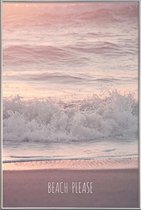 JUNIQE - Poster met kunststof lijst Beach Please -40x60 /Grijs & Paars