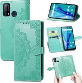 Voor Oukitel C23 Pro Mandala Bloem Reliëf Horizontale Flip Lederen Case met Houder & Drie Kaartsleuven & Portemonnee & Lanyard (Groen)