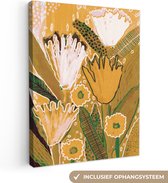 Canvas Schilderij Bloemen - Geel - Kleuren - Planten - 90x120 cm - Wanddecoratie