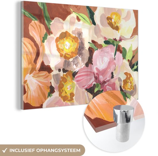 MuchoWow® Peinture sur verre 150x100 cm - Peinture sur verre acrylique - Fleurs - Plantes - Orchidée - Art - Photo sur verre - Peintures