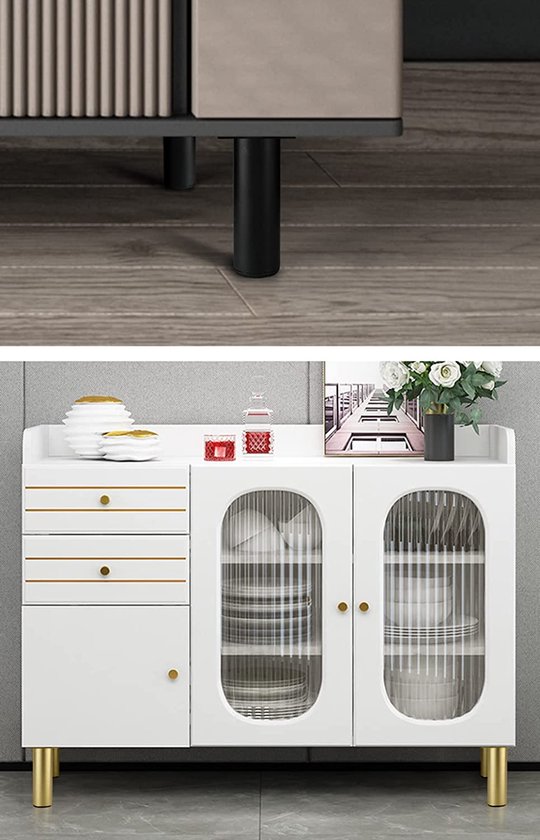 Set van 4 roestvrijstalen meubelpoten, ronde kastpoten, tafelpoten, bankpoten, poten for meubels, keukenkasten, ontbijtbar, bureau, metalen poten, salontafelpoten, stoelpoten, met schroeven (8 (Size