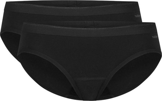 Twee zwarte midi slips van Ten Cate met brede elastische tailleband.