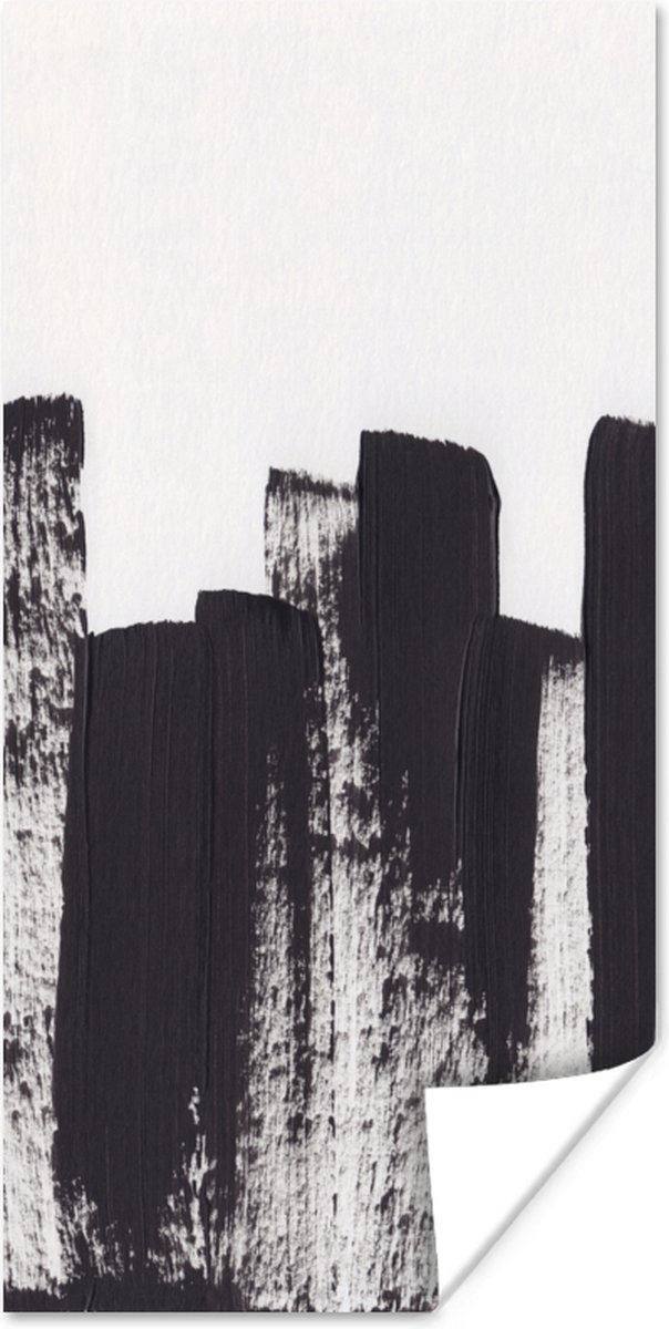 Poster Verf - Abstract - Zwart - Wit - 40x80 cm