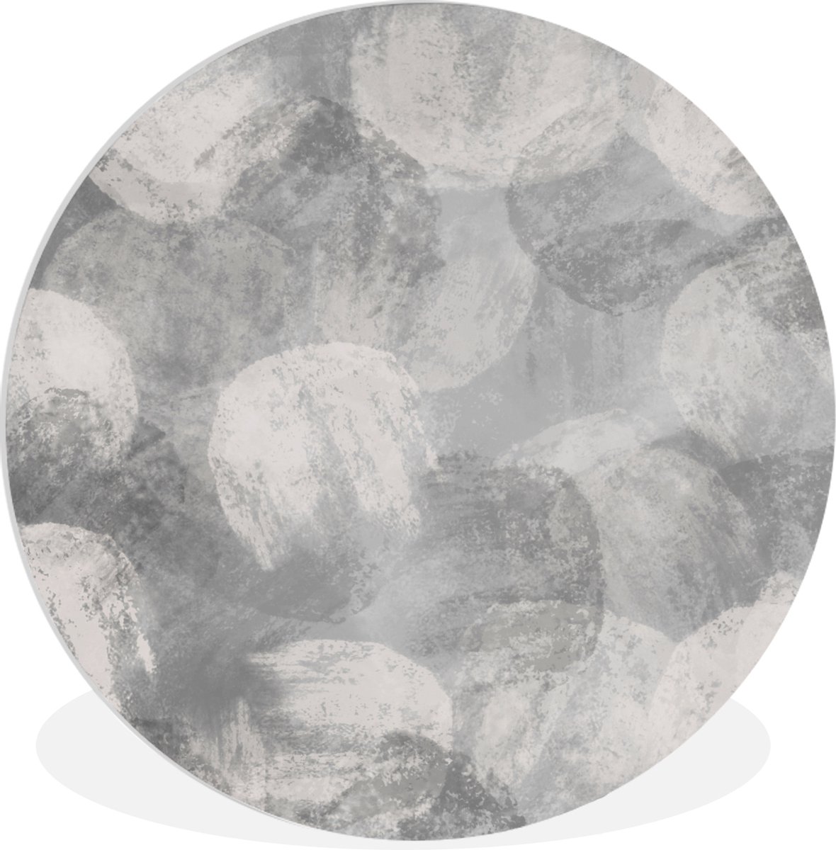 WallCircle - Wandcirkel ? 90 - Abstract - Verf - Grijs - Schilderij - Ronde schilderijen w