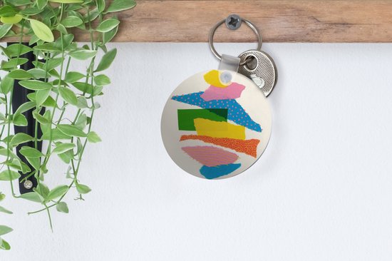 Porte-clés - Abstrait - Art - Formes - Arc-en-ciel - Plastique - Rond - Cadeaux à distribuer