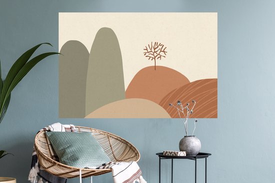 Muurstickers - Sticker Folie - Pastel - Bergen - Landschap - Abstract - 90x60 cm - Plakfolie - Muurstickers Kinderkamer - Zelfklevend Behang - Zelfklevend behangpapier - Stickerfolie