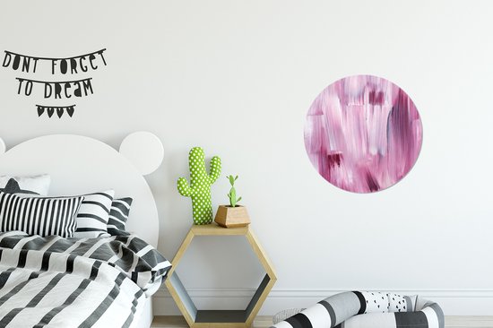 WallCircle - Muurstickers - Behangcirkel - Kleuren - Verf - Schilderij - Roze - ⌀ 30 cm - Muurcirkel - Zelfklevend - Ronde Behangsticker