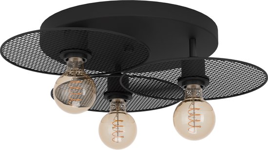 EGLO Ikeston Plafondlamp - E27 - Zwart - Staal
