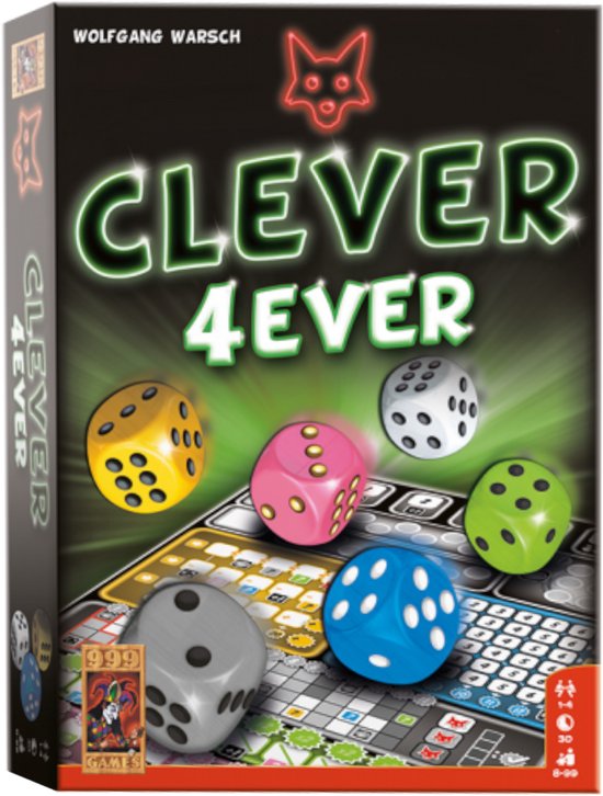 999 Games - Clever 4Ever - Dobbelspel - De vierde editie in de Clever-serie - Nieuwe categorieën en bonusacties - Gezelschapsspel - Familiespel - Strategiespel - Klein cadeautje