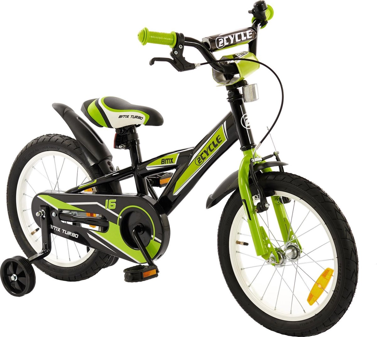 2Cycle BMX Kinderfiets - 16 inch - Groen-Zwart - Jongensfiets -  GoedkopeFietsKopen