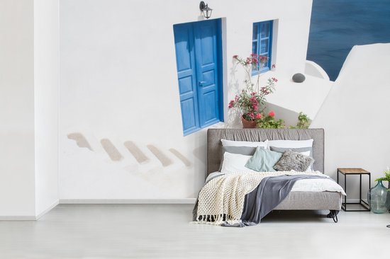 Architectuur - Blauw - Wit - Deur - Behangpapier