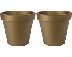 Pro Garden Plantenpot/bloempot Botanic Gold - 2x - buiten - kunststof - mat goud- Dia 20 cm - rond