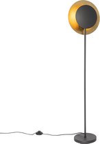 QAZQA emilienne - Art Deco Vloerlamp | Staande Lamp - 1 lichts - H 123.6 cm - Zwart Goud - Woonkamer | Slaapkamer | Keuken
