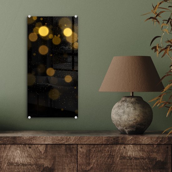 MuchoWow® Peinture sur verre 20x40 cm - Peinture sur verre - Or - Abstrait - Luxe - Zwart - Photo sur verre acrylique - Peintures