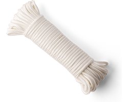 SNURO Gevlochten nylon Touw (6mm, 20M) - Slijtvast koord in sterke witte polyamide - Paracord koord - met zeer hoge breeksterktes