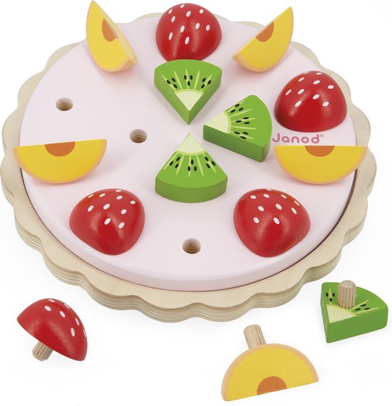 Janod - Mijn Eerste Fruittaart - Houten Speelset Met Taartbodem en Fruit - 15-Delig - Geschikt Vanaf 2 Jaar van Janod — afbeelding 3