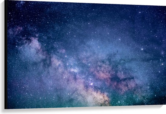 Canvas - Donker- en Lichtblauwe Galaxy Lucht - 120x80 cm Foto op Canvas Schilderij (Wanddecoratie op Canvas)