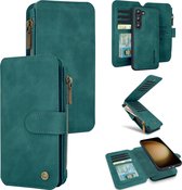 Casemania Hoesje Geschikt voor Samsung Galaxy S23 Plus Emerald Green - 2 in 1 Magnetic Book Case met Rits