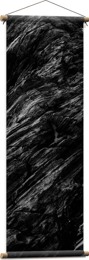 Textielposter - Donkere Stenen Rotsen van Bergen - 40x120 cm Foto op Textiel