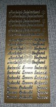 JEJE312 - 1 stickervel goud - gouden stickers tekst - Hartelijk gefeliciteerd, proficiat, succes, bedankt - bloemetje - bloem