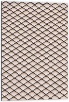 Dibond - Visnet Patroon van Zwart op Beige - 60x90 cm Foto op Aluminium (Met Ophangsysteem)