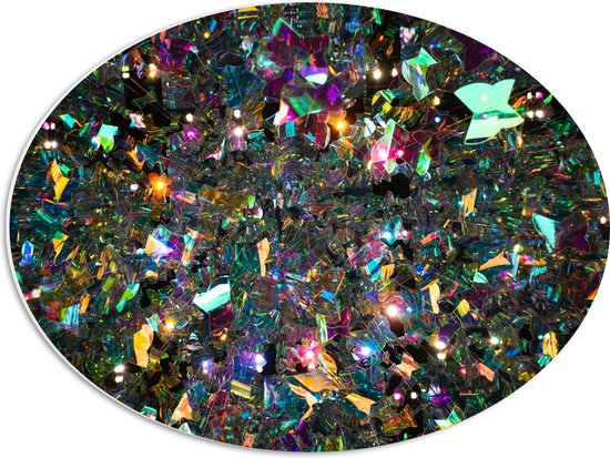 PVC Schuimplaat Ovaal - Patroon van Verschillende Kleuren Glas - 56x42 cm Foto op Ovaal (Met Ophangsysteem)