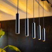 Hanglamp Miller | 5 lichts | zwart | metaal | in hoogte verstelbaar tot 200 cm | 120 cm breedt | eetkamer / eettafellamp | modern / sfeervol design