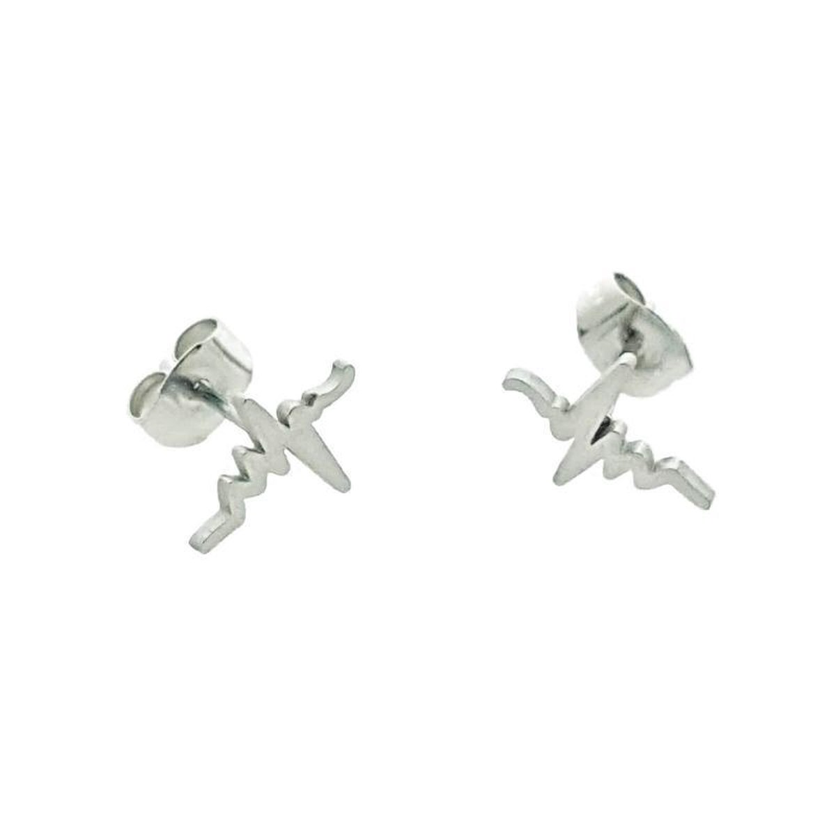 Oorstekers hartslag staal zilverkleurig 8mm x 11mm