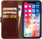 Rosso Element Book Case Wallet Hoesje Geschikt voor Apple iPhone XR | Portemonnee | 3 Pasjes | Magneetsluiting | Stand Functie | Bruin