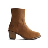 Travelin Bordeaux Nubuck - Dames enkellaars met hak - Cognac - Nubuck leer - Maat 38