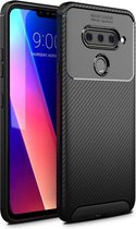 LG V40 Thinq Carbon TPU Hoesje Zwart