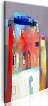 Schilderij - Regenboog huis,  Multi kleur, 40x80cm