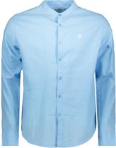 Haze & Finn Overhemd Linen Shirt Mandarin Mc19 0114 Sky Blue Mannen Maat - M