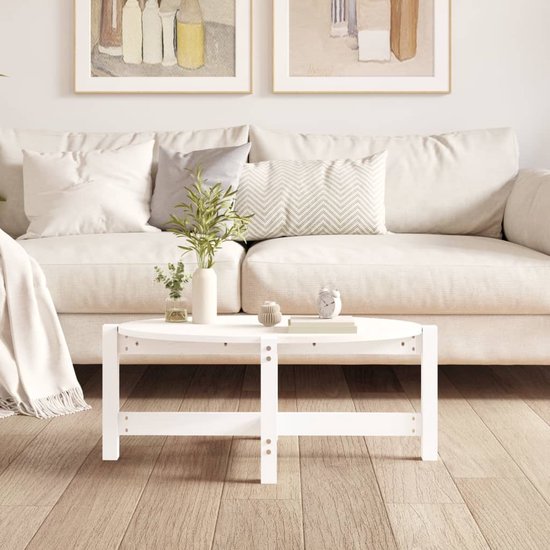 Salontafel Wit 45x45x40 cm Massief grenenhout