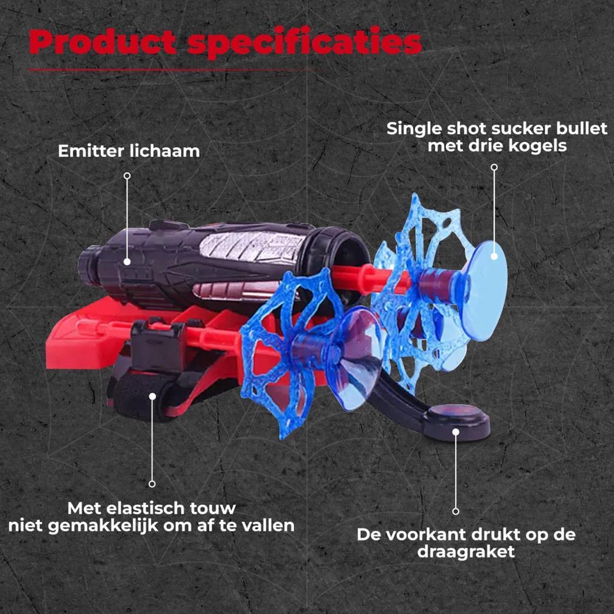 JUST23 Web Shooter - gebaseerd op Spiderman - Spiderman handschoen - Launcer - Speelgoed -Incl. 3 pijlen — afbeelding 2