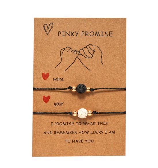 Vriendschapsarmband - Afstelbaar - Ying Yang - Pinky promise - BFF - cadeau voor hem en haar - cadeau voor valentijn vrienden - relatie armband - 2 stuks - vriendschapsarmband - vriendin cadeau - armband - friendship bracelet gift - 30 cm - Merkloos