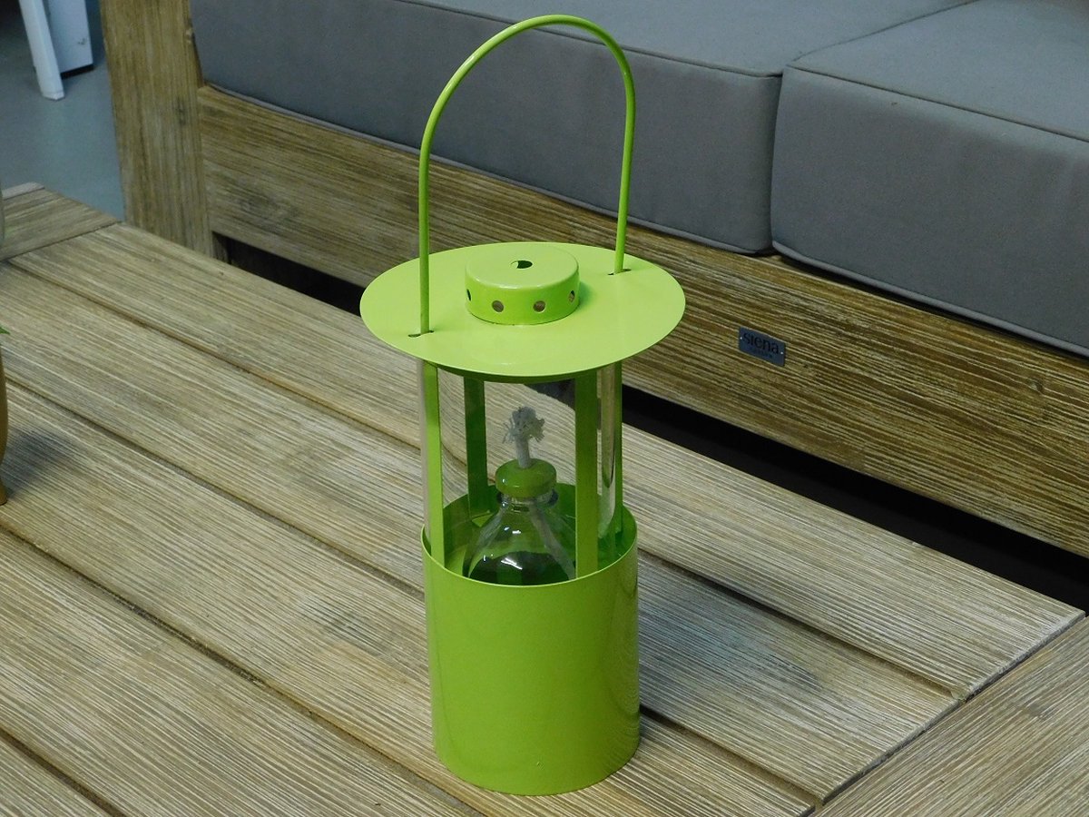 Olielamp fel groen metaal stormlantaarn bol