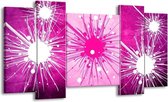 GroepArt - Schilderij - Art - Roze, Paars, Wit - 120x65 5Luik - Foto Op Canvas - GroepArt 6000+ Schilderijen 0p Canvas Art Collectie - Wanddecoratie