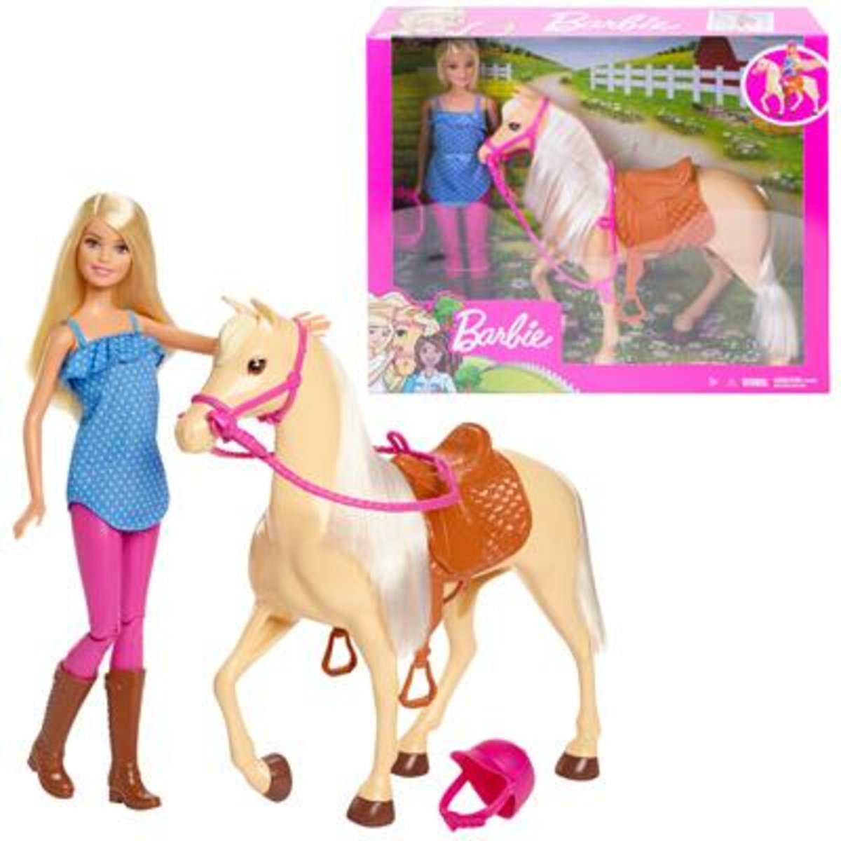 Barbie Paardrijset – Modepop met Zadel, Hoofdstel en Helm - 30 cm — afbeelding 10