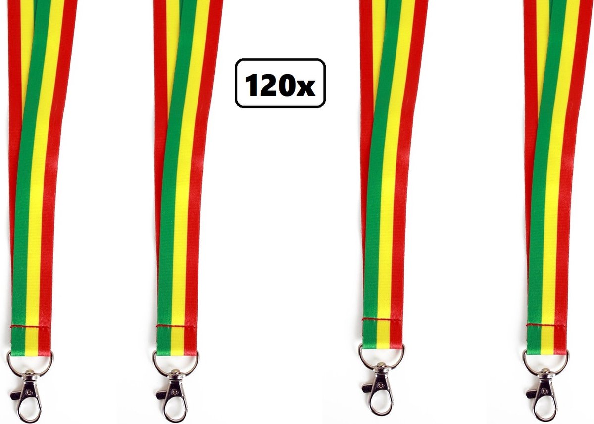120x Keycord Festival - rood/geel/groen - Thema feest festival uitdeel koord party