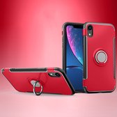 Magnetische 360 ​​graden rotatie ring armor beschermhoes voor iPhone XR (rood)