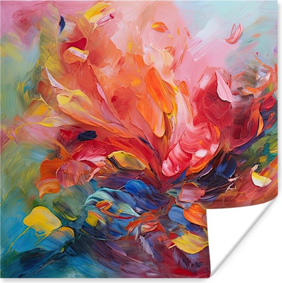 Affiche peinture à l'huile - Art - Abstrait - Coloré - 100x100 cm XXL