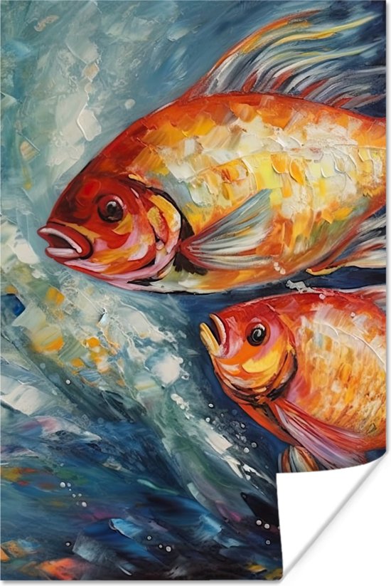 Poster Pêche - Water - Animaux - Art - Peinture à l'huile - 20x30 cm