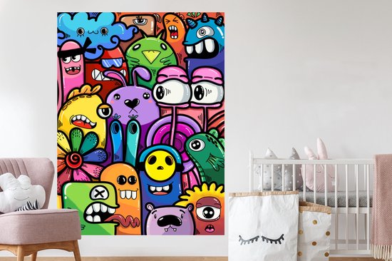 Muurstickers - Sticker Folie - Monster - Bloemen - Regenboog - Design Grappig - Kids... | bol.com