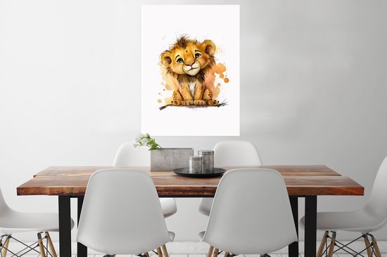 Poster Lion - Aquarelle - Marron - Animaux - Filles - Garçons - 60x80 cm