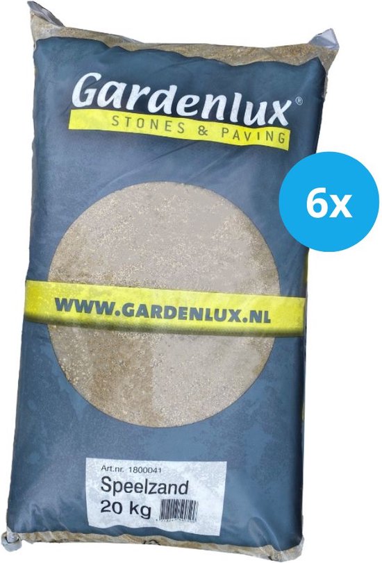 Foto: Gardenlux speelzand zandbakzand zand voor zandbak gecertificeerd voordeelverpakking 6 x 20 kg