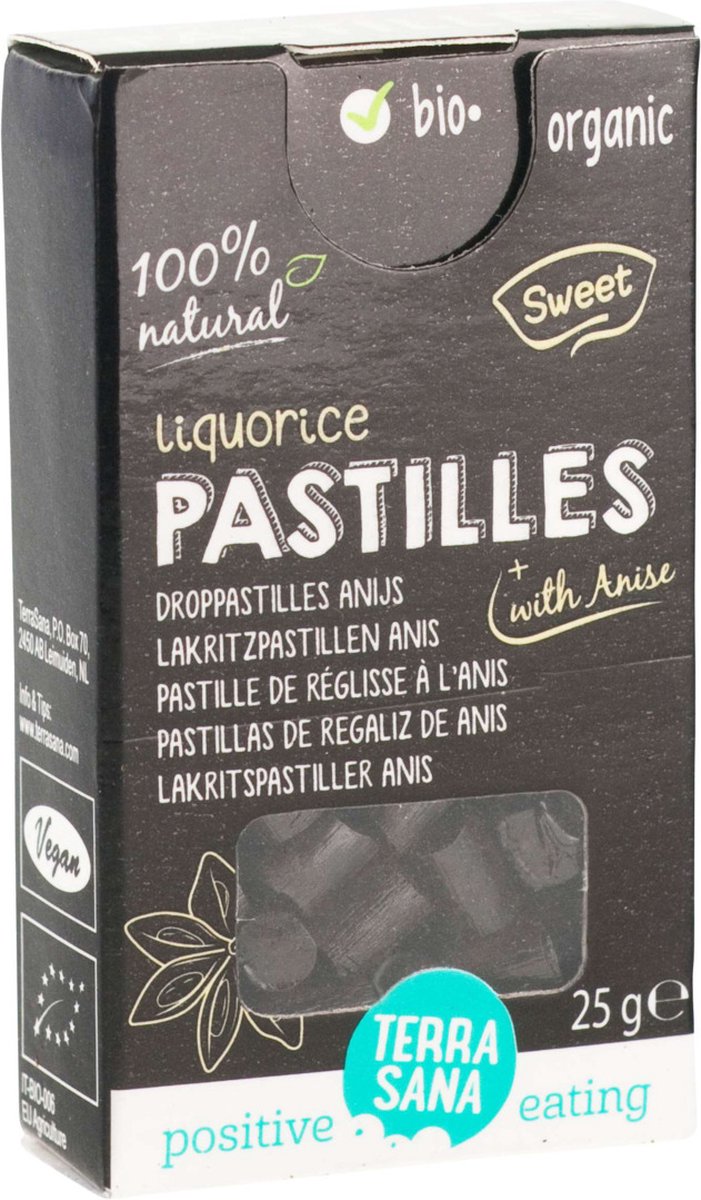 Terrasana Droppastilles anijs bio - zoethoutwortel- en anijsextract - 25 gram