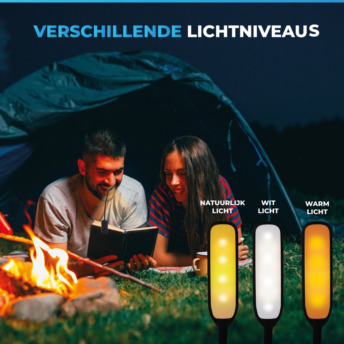 Tikkens LED Leeslampje voor Boek - Nachtkastje Leeslamp voor in bed - Boeklamp USB Oplaadbaar met Klem - Boeklampje met 3 Lichtstanden — cadeau in Gadgets - foto 6